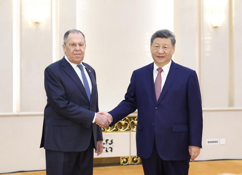 △2026年4月15日，习近平主席在北京人民大会堂会见俄罗斯外长拉夫罗夫。